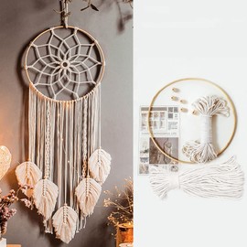 Macrame Dream Catcher Set, Macrame Yarn, Cotton Yarn, Macrame Cord for Crafts, Macrame Accessory Set for DIY Crafts, Macrame Decoration, Tapestry, Wall Hangings, Plant Hangers, Dream Catchers, Dream