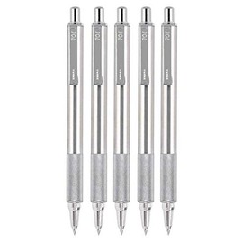 Zebra F-701 Stainless Steel Ballpoint Retractable Pen, Black Ink.8mm Fine Point, 5 Pack