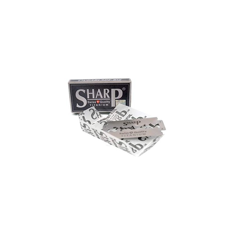 Sharp Titanium Double Edge Razor Blades for Men, Pack of