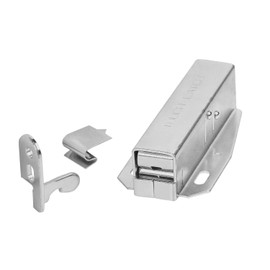 Gedotec Spring Catch Automatic Push Lock Door Push Catches Toutch Latch Furniture Catch for Screwing Metal Shiny Galvanised Pack of 4 Spring Snap Fastener Push-to-Open with Counterpart