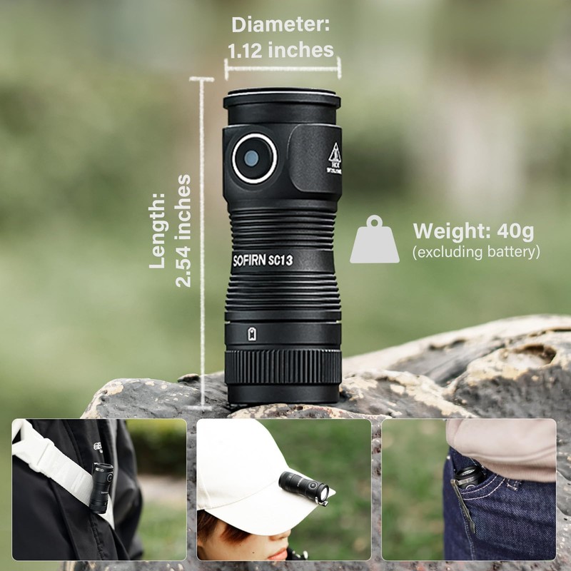sofirn LED Small Flashlight USB C Rechargeable, SC13 Bright 1300