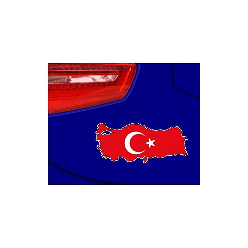 Samunshi® Turkey Car Sticker in National Colours 10 x 4.4