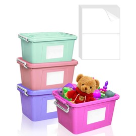 QUJUFIND 60PCS Labels for Storage Bins, 6 X 4 Inch Removable Labels for Storage Bins, Tear Resistant No Residue, Matte White Blank Box Labels for Home, School Business Organization. (6''x4'' 60 Pcs)