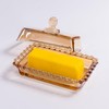 Glass Butter Dish with Lid for Countertop, Champagne Color Crystal