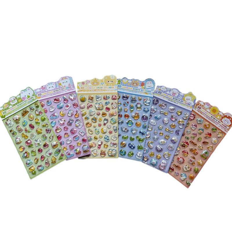 Glow in the Dark 3D Luminous Sticker, Partially Luminous, Glitter,