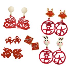 Healeved 6 Pairs Eye Catching Charm Pendants Creative Ear Studs and Jewelry Decors for DIY Crafts Random Styles for Necklaces Bracelets and Keychains