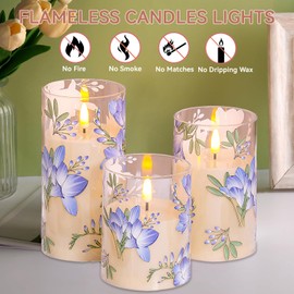 Strackvial Floral Flameless Candles, 2 Lighting Modes Orchid Candles Lamp with Reomte Timer, LED Dimming Ambient Light, Table Ornaments for Mother Gifts, Valentine's Day, Centerpiece (B (Orchid))
