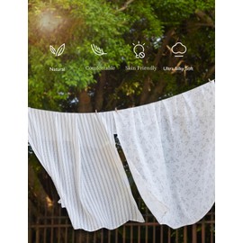 Momcozy Muslin Swaddle Blankets, 4 Pack, Ultra Soft, Neutral Matching, Breathable 2-Layer Gauze Large 47'' x 47'' Baby Swaddling Receiving Blanket Wraps for Newborn Boys Girls, Creamy Rabbit