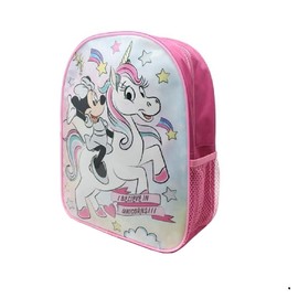 31cm Minnie Mouse Unicorn Backpack with Side Mesh Pocket Childrens School Carry Bag