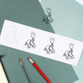4 x Small 50mm 'Love Roller Skates ' Transparent/Clear Sticker Decals for Windows/Cars/Walls (DC00141728)