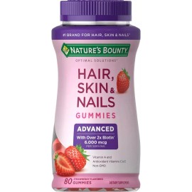 Gomitas Cabello Piel Nature's Bounty 6000 Mcg Biotina 80 Ct Sabor Fresa