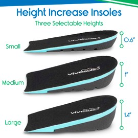 VIVEsole Plantillas para aumentar la altura, Alivio de la fascitis plantar, Plantillas para zapatos para hombres y mujeres, Copas ortopédicas para levantar el talón para el dolor de pies Medio