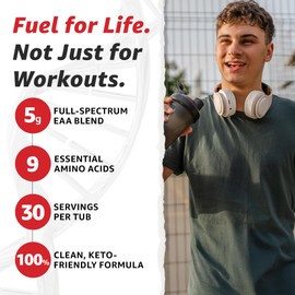 10X Health Amino Acids - 30 Servings of EAA & BCAA Powder, Pre Workout BCAA with Essential Amino Acids Supplement - BCAAs & EAAs for Longevity, Muscle Support, Strength, Energy - Fruit Punch