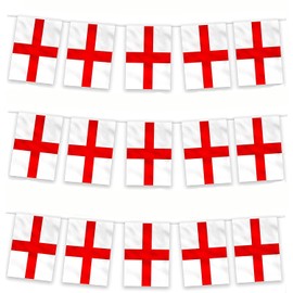 33ft/10m Fabric St Georges England English Bunting Polyester Banner 30 Flags For Street Party Football Rugby Cricket Day World Cup Decoration Support