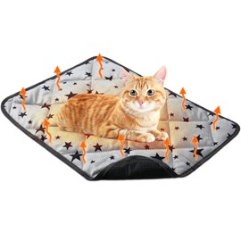 Clysee Self Warming Cat Bed Self Heating Dog Mat 18 x 24 Inch Star Pattern Warm Thermal Pet Pad Reflects Body Heat Washable Soft Puppy Crate Pad Anti Slip Kennel Mat Blanket for Indoor Outdoor Pets