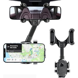 Soporte Celular Auto, Soporte de Teléfono Giratorio y Retráctil de 360°, Multipropó Sito, se Puede Utilizar en los Espejos Retrovisores del Coche, Com