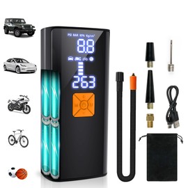 Tire Inflator Portable Air Compressor,150PSI Cordless Electric Air Pump for Car,Motorcycle,Bike Tires,Basketball & Sports Balls,with LED Light,Digital Pressure Gauge