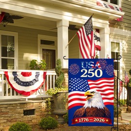 USA 250 Anniversary Garden Flag, Patriotic American Eagle Flag 12x18 Double Sided, 1776–2026 Independence Day Outdoor Yard Lawn Decor