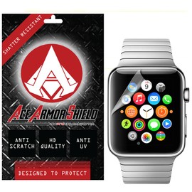 Ace Armor Shield Shatter Resistant Screen Protector for the Apple iWatch 38mm / Military Grade / High Definition / Maximum Screen Coverage / Supreme Touch Sensitivity /Dry or Wet Easy Installation with free lifetime replacement warranty