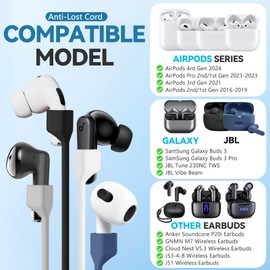 Mooyavia 5 Pack Ultra Strong Magnetic AirPods Straps, Anti-Lost Cord for AirPods 4rd / AirPods Pro 1st and 2nd / AirPods 3rd /AirPods 1st and 2nd,Silicone Sports Lanyard and Ear Hook- 5 Straps + 2 EarHook