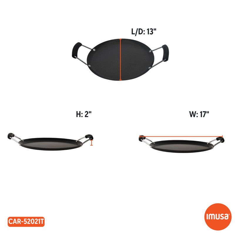 Imusa USA, Black Carbon Steel Large Round Comal with Bakelite