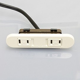 Noah NC-1522 Furniture Outlets (for Fixtures), 2 Outlet Sliding Outlets, White, VFF Cord 6.6 ft (2 m), One-touch Type, Up to 1500W, White