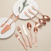45-Piece Silverware Set with Serving Utensils Set, Rose Gold Hammered