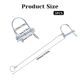 EupHHonycs 5PCS Trailer Coupler Pin, 5/16" X 1-3/4", Trailer Hitch Pin with Plastic Coating Tether 11-1/2", Trailer Pin for Trailer Lock and Farm Towing