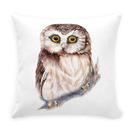 CafePress Cute Little Watercolor Saw Whet Ow Everyday Pillow Square Pillow, Decorative Accent Pillow Woven