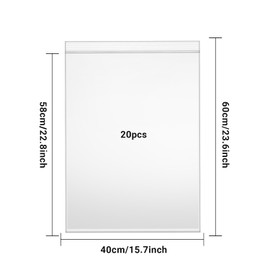 MELODYING Zip Bag Large 40 x 60 cm, Pack of 20, Storage Bags, Plastic Bags, for Storing Clothes, Quilts, Blankets