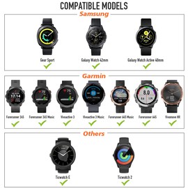 ANCOOL for Garmin Forerunner 245/165/55/645 Watch Band, 20mm Silicone Sport Watch Band Compatible with Garmin Vivoactive 5/3/Venu 2 Plus/Sq 2, for Galaxy Watch 7/6/5/4/FE 40mm 44mm(White)