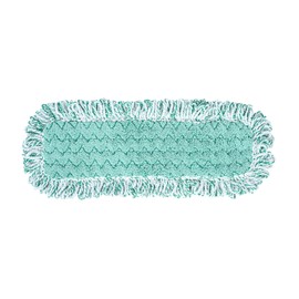 Restaurantware-Clean Tek Professional Dry Sweeping Mop Pad, 1 Dust Pad with Fringe - Mop Frame and Handle Sold Separately, Hook & Loop System, Green Microfiber Reusable Mop Pad, Zig Zag Pattern