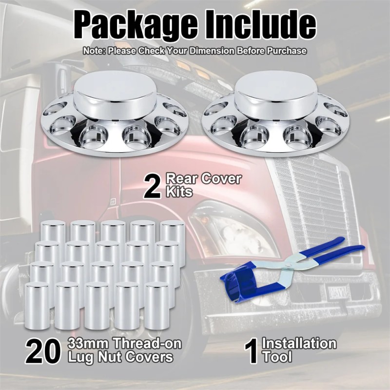 New ABS Plastic Chromed Hubcaps Front and Rear Wheel Axle
