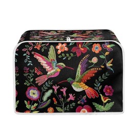 Kathyboom Embroidered Bird Toaster Covers 2 Slice Small Kitchen Appliance Cover Toaster Bread Maker Cover Polyester Fabric Quilted Kitchen Accessories
