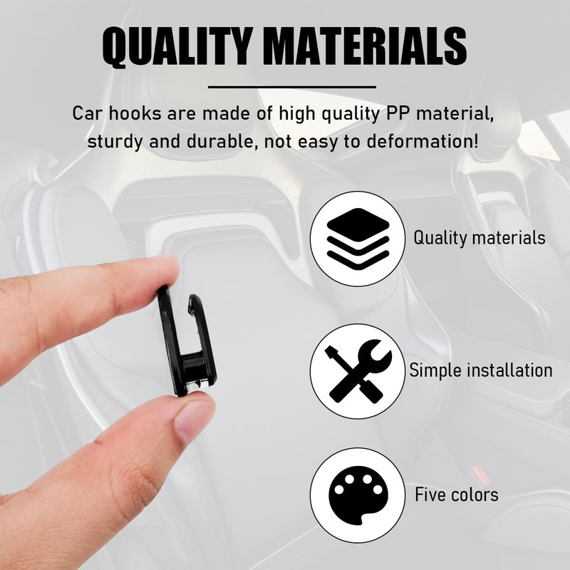 Yourkar 5 PCS Car Dashboard Mini Hooks, Multifunctional ABS Vehicle