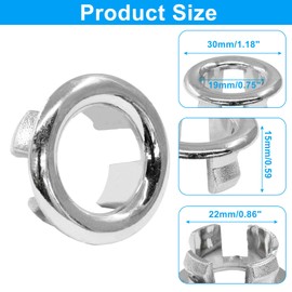 Jiozermi 2 Pcs Silver Sink Overflow Ring, Bathroom Sink Overflow Trim Ring Cap Sink Drain Cover Sink Basin Trim Overflow Cover