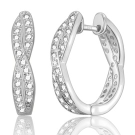 USEEDOVIA Sterling Silver Hoop Earrings for Women,Small Huggie Hoop Earrings丨Hypoallergenic S925 Silver Earrings丨Cubic Zirconia Twisted Hoops Earrings Birthday Gifts for Her Girls Silver