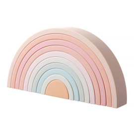 MCGMITT Rainbow Stacking Toy, Silicone Rainbow Stacker for Toddlers, Montessori Nesting Blocks, Building Creative Color Shape Matching Toy Set, 10 Layers