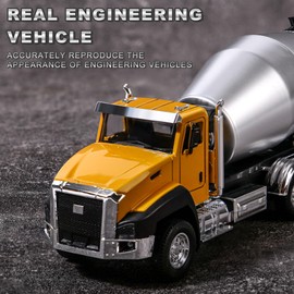 AIUAZA 1/50 Ratio die-Casting Engineering Construction Vehicle, Mixer Truck, Alloy Collection Model Car, Boy's Door Opening Pull Back Car Toy (1 x Mixer Truck)