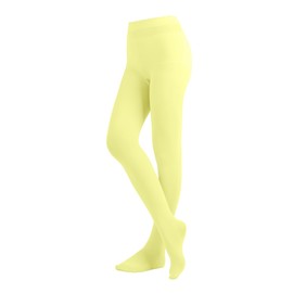 EMEM Apparel Women's Ladies Solid Colored Opaque Dance Ballet Costume Microfiber Footed Tights Stockings Fashion Light Yellow B