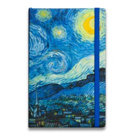KIROSKETCH Eco-Friendly Dotted Notebook – Starry Night & The Kiss by Van Gogh & Klimt, 192 Pages, Soft Cover, 5.1x8.3, Aesthetic Journal for Writers, Artists & Creative Notes (Starry Night)