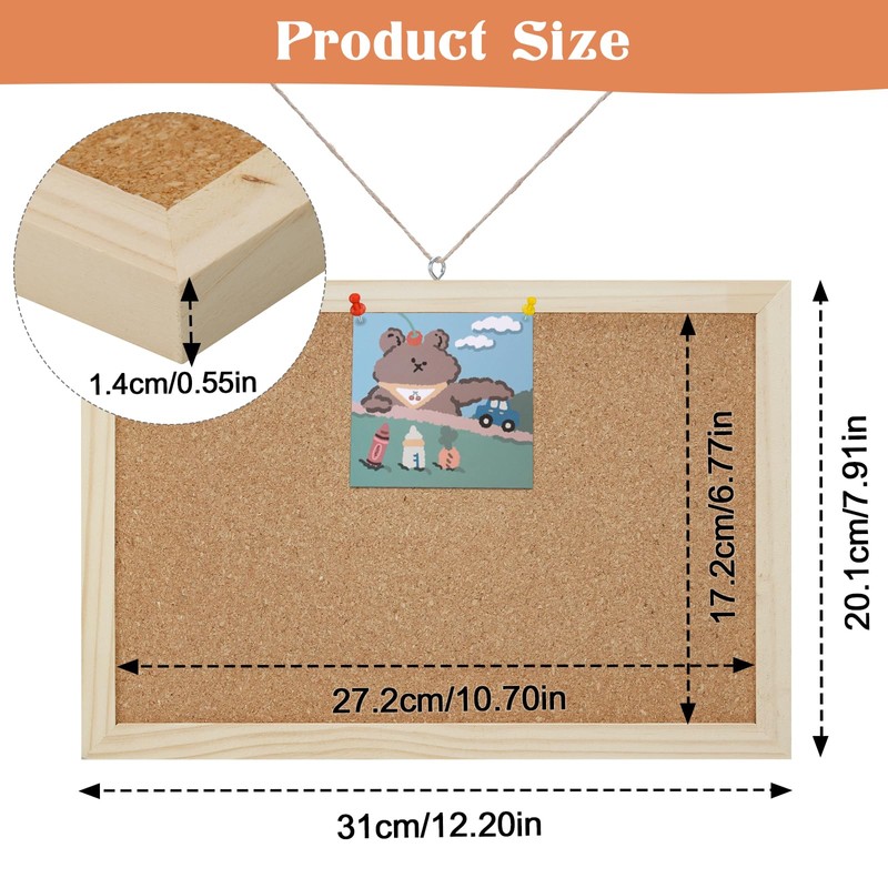 JIANTA Cork Board 20 x 30 cm, Small Cork Pin