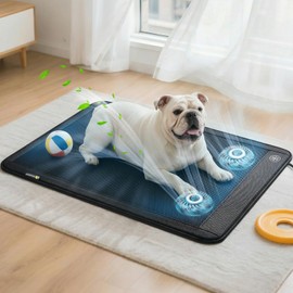 Homcolorful Electric Dog Cooling Mat, 30"x24" Pet Cooling Mat Indoor for Dogs and Cats, 3 Cooling Levels, Ultra-Quiet Operation, Non-Slip Chill Pad for Dogs & Cats from 22–55 lbs, Ideal for Summer