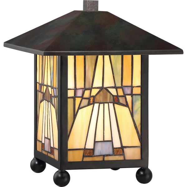 Quoizel TFIK6111VA Inglenook Mission Tiffany Lantern Table Lamp, 1-Light, 60 Watts, Valiant Bronze (11" H x 9" W)