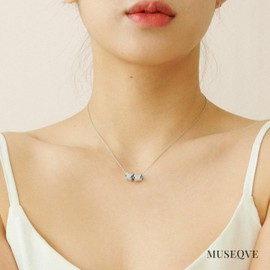 MUSEQVE - Collar con colgante de anillo de 2 pavimentos para mujer, chapado en oro de 14 quilates con circonita cúbica cilíndrica, collar redondo de acero inoxidable que no se deslustra [CLN], 17 inch