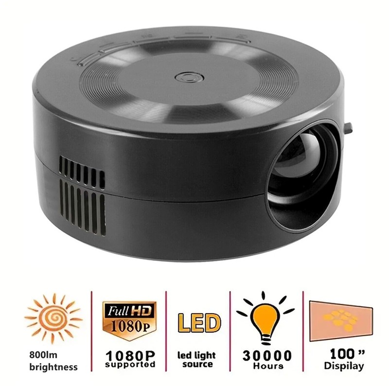 Mini LED Projector, Portable Phone Projector, 1080P Home Theater Video
