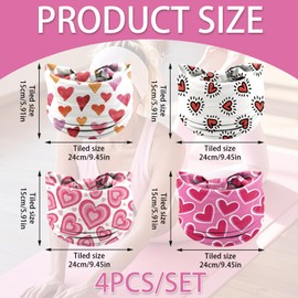 Valentine's Day Headbands for Women Pink Wide Turban Dress Up Costume Breathable Stretchy Non Slip Head Wrap – 4PCS Pink Elastic Hair Accessories, Soft and Comfortable, One-Size-Fits-Most