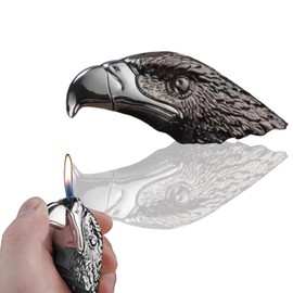 YCDSSM Eagle Head Lighter,Metal Lighter,Jet Torch Lighter,Creative Refillable Soft Flame Metal Windproof Lighters,for Party Candles Kitchen BBQ Camping, Gifts for Men(No Gas) (Silver)