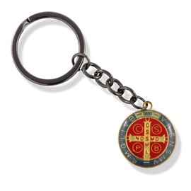 EPJ Saint Benedict Coloured Charm Keychain, Red and Light Blue, Medium