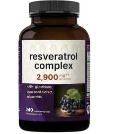 Complejo de resveratrol 2900 mg 240 cápsulas glutación/granada/quercetina